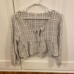 Altar'd State Black and White Checkered Blouse